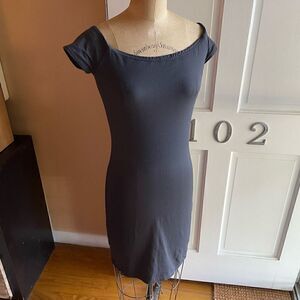 SUSANA MONACO | black cap sleeve boatneck sheath dress S